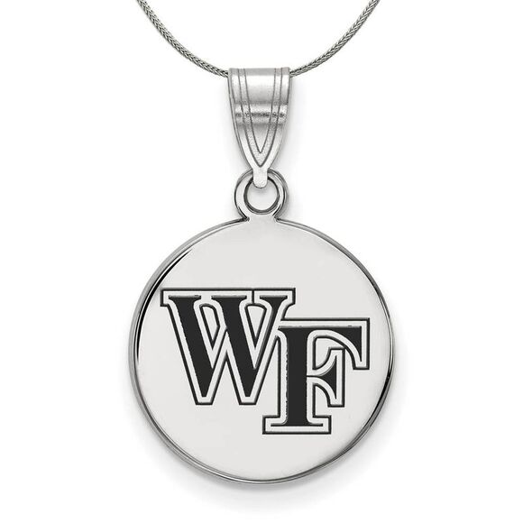 Sterling Silver Wake Forest U. Md Enamel Disc Necklace - 24 In - Picture 1 of 8